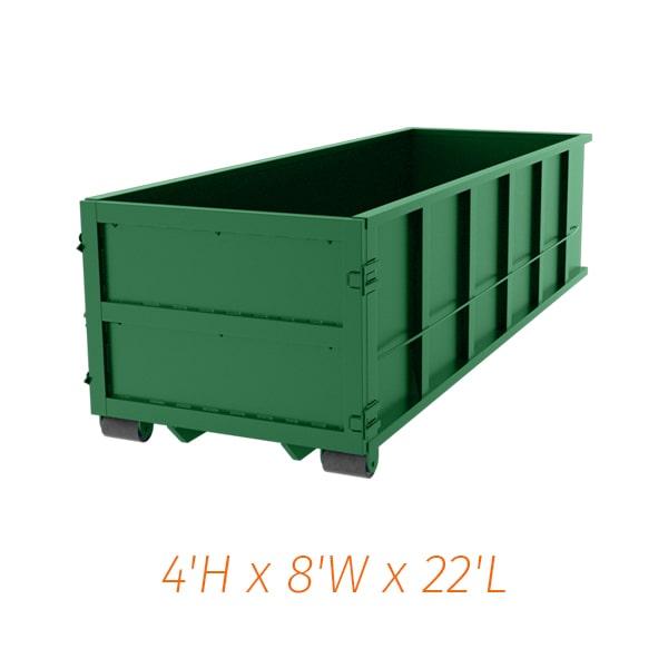 you can rent a twenty-yard dumpster for a period of 7-14 days on average